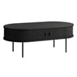 Unique Furniture Engineered Wood Rounded Sliding Door Coffee Table in Black Oak