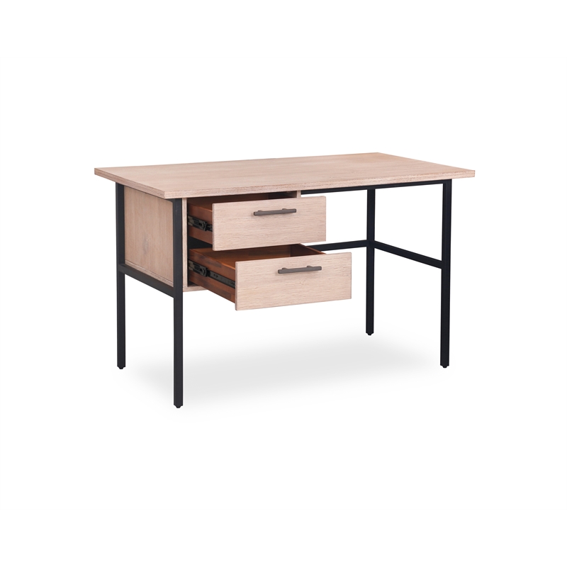 Small 48-inch Mountain White Wood Veneered Desk with Drawers