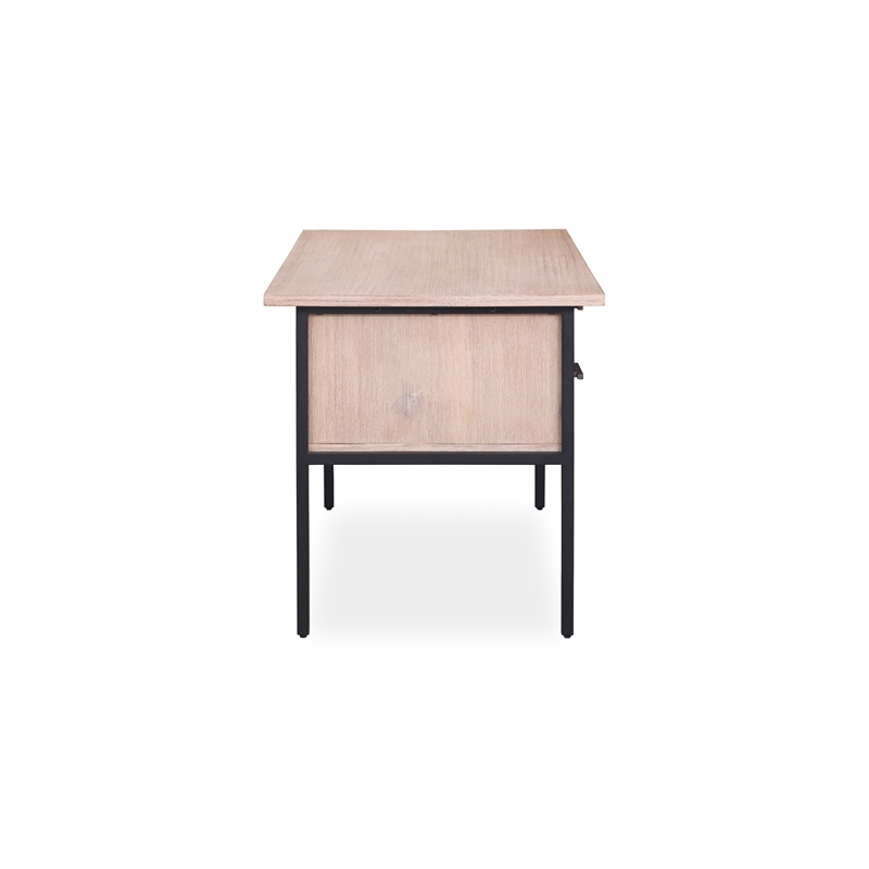 Small 48-inch Mountain White Wood Veneered Desk with Drawers