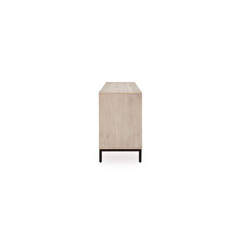 Mountain White Wood Veneered 79-inch TV Cabinet with Tempered Glass Doors