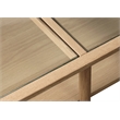 Modern Glass Top Coffee Table with Shelf - Natural Oak