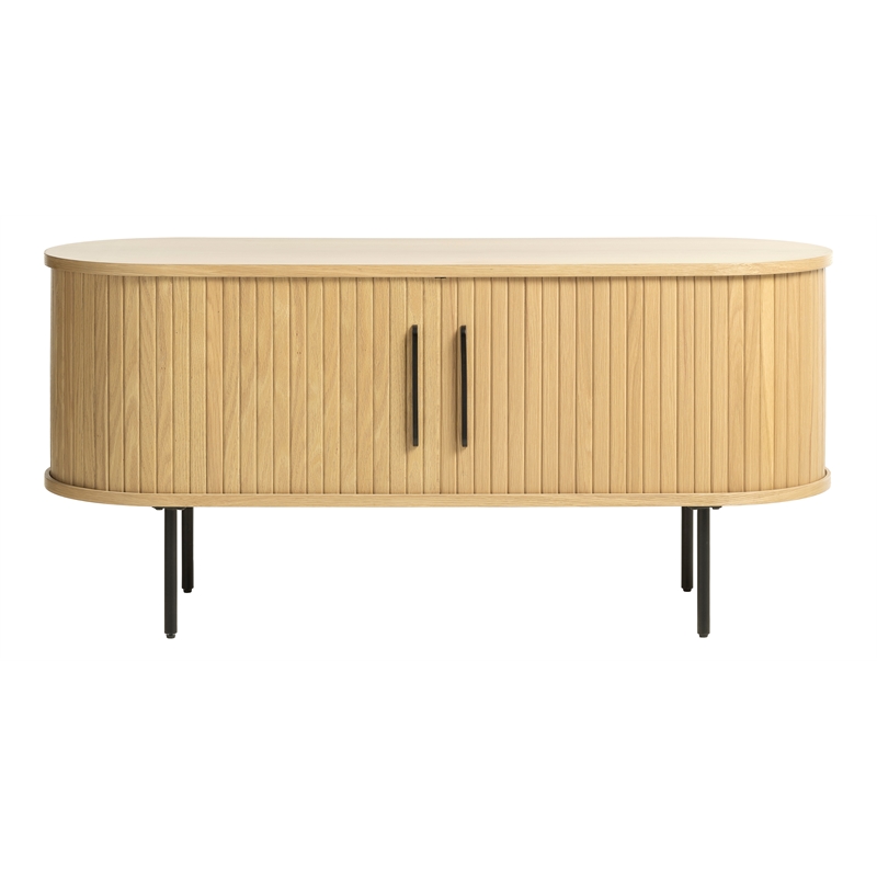 Unique Furniture Modern Door Slide TV Lowboard in Natural Oak