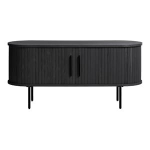 Unique Furniture Modern Door Slide TV Lowboard in Black Oak