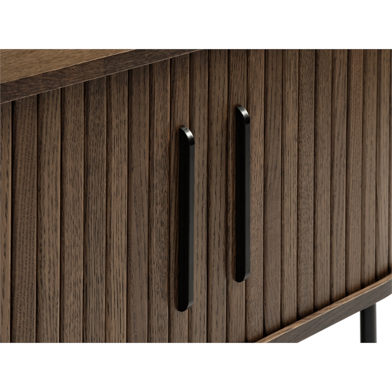 Unique Furniture Modern Sliding Door TV Lowboard in Smoked Oak