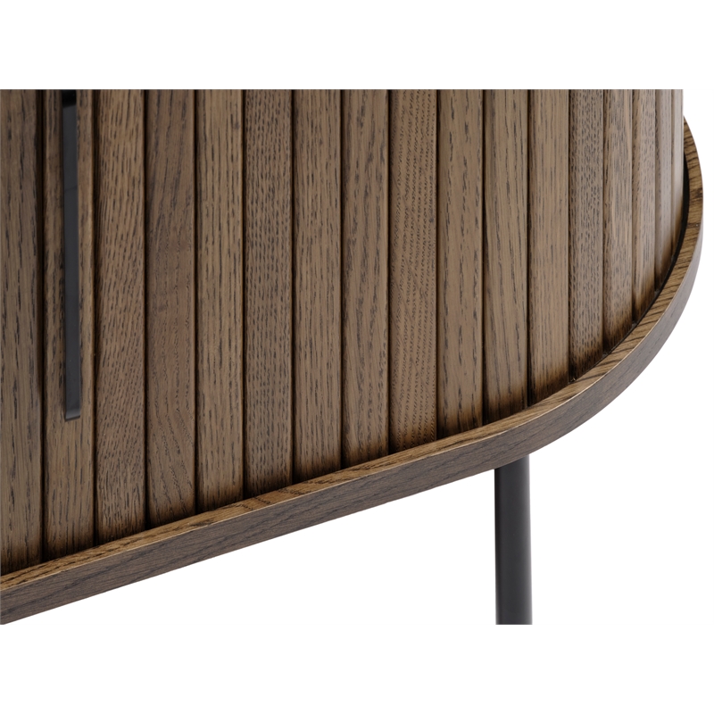 Unique Furniture Modern Sliding Door TV Lowboard in Smoked Oak