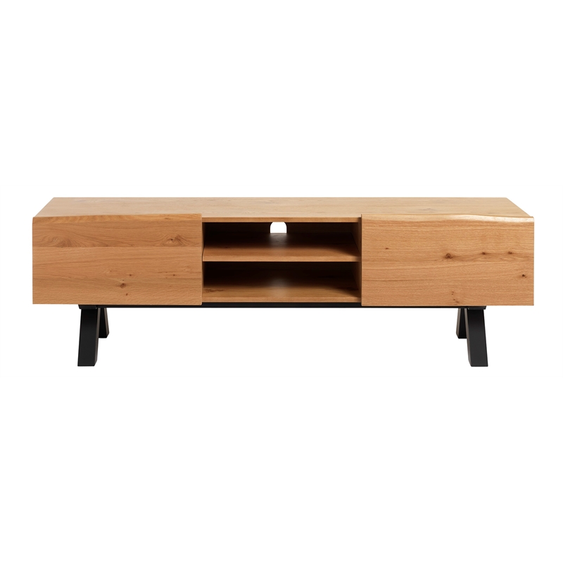 Modern Scandinavian Wavy Edge 3-Section TV Lowboard -  Wild Oak