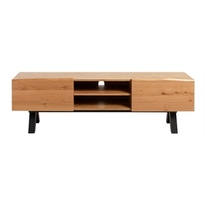 Modern Scandinavian Wavy Edge 3-Section TV Lowboard -  Wild Oak