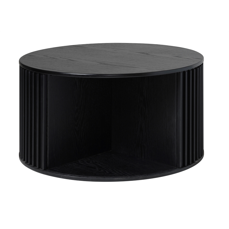 Unique Furniture Contemporary Hidden Storage Coffee Table with Black Oak