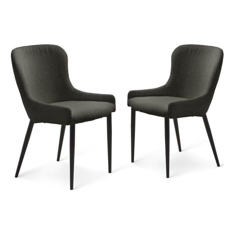 Unique Furniture Chenille Fabric Upholstered Dining Chair - Dark Gray (Set of 2)