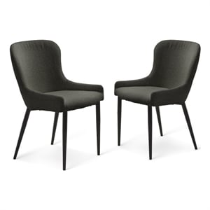 Unique Furniture Chenille Fabric Upholstered Dining Chair - Dark Gray (Set of 2)