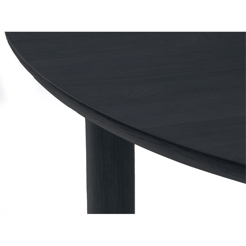 Unique Furniture Contemporary Wood Veneer Round Edges Dining Table in Black Oak
