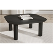 Unique Furniture Wood Veneer Round Edges Square Coffee Table in Black Oak