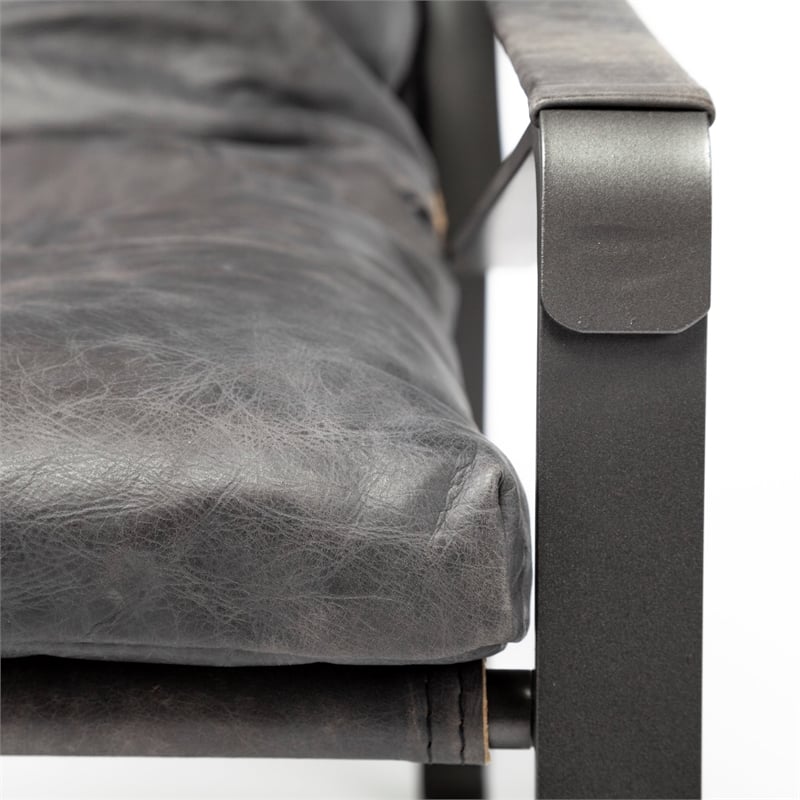 MercanaHornet II Black Leather Body Metal Frame Accent Chair