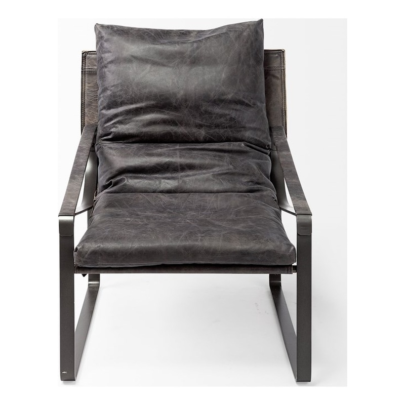MercanaHornet II Black Leather Body Metal Frame Accent Chair