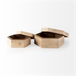 Mercana Elyse Set of Two Brown Wooden Hexagonal Boxes