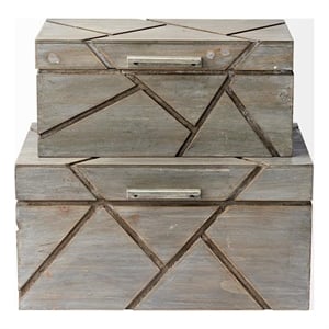 Mercana Furniture Niobe Set of Two Gray Wooden Nesting Boxes