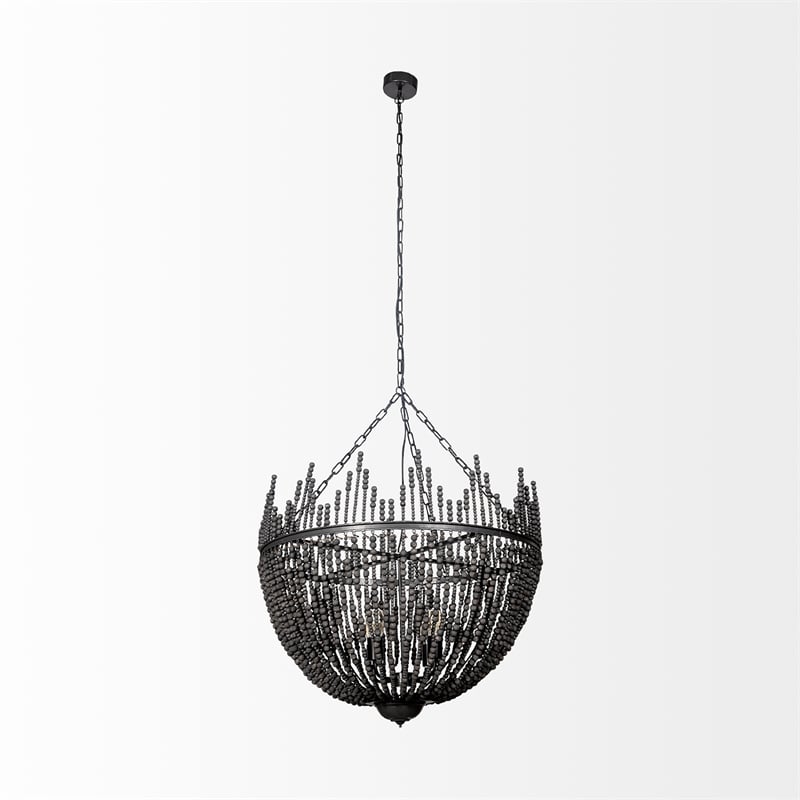 Mercana Liam I Bead Bowl-Style 4 Bulb Chandelier in Black