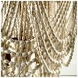 Mercana Pendra 26x23 Gold Metal White washed Wooden Bead Three Bulb Chandelier