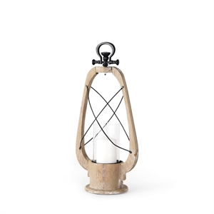 Mercana Zain I Small Brown Wooden Vintage Inspired C&le Holder Lantern