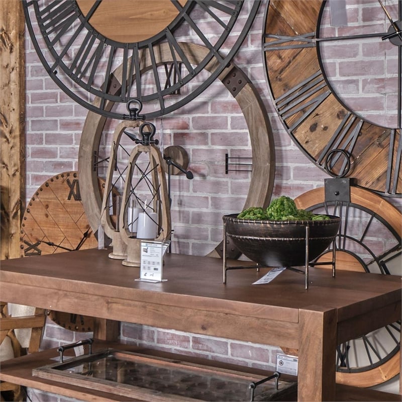 Mercana Zain I Small Brown Wooden Vintage Inspired C&le Holder Lantern