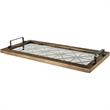 Mercana Ellingson Rectangular Black Metal Glass Bottom Tray