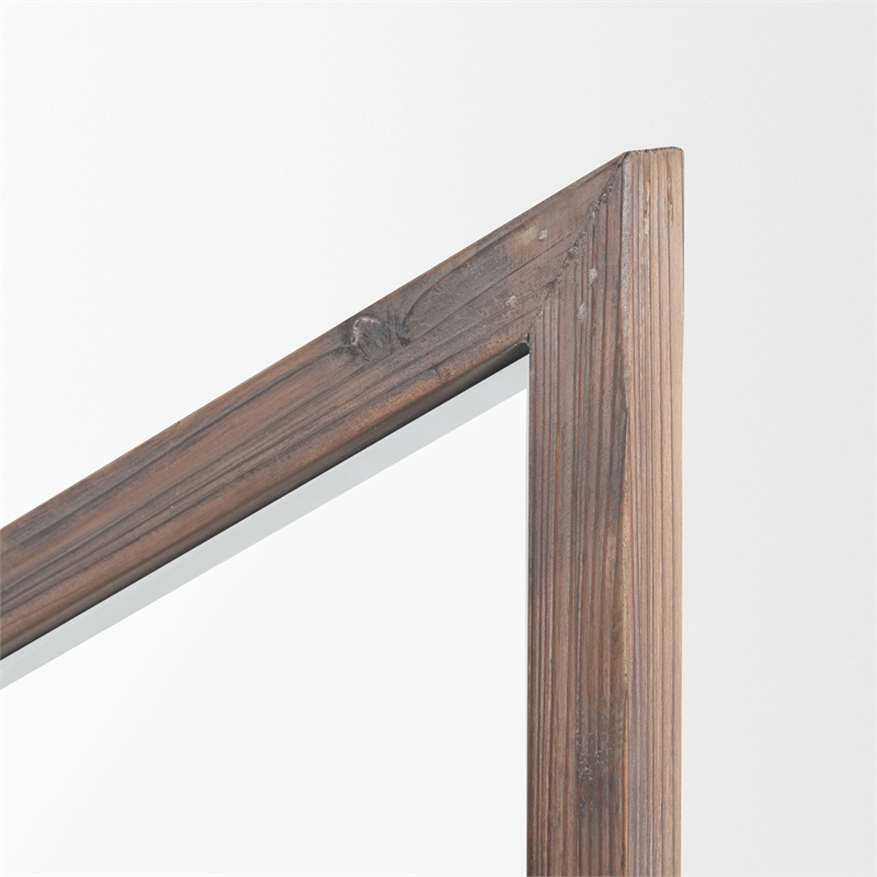 Mercana Chevren 26x22 Chevron Brown Wood Frame Mirror