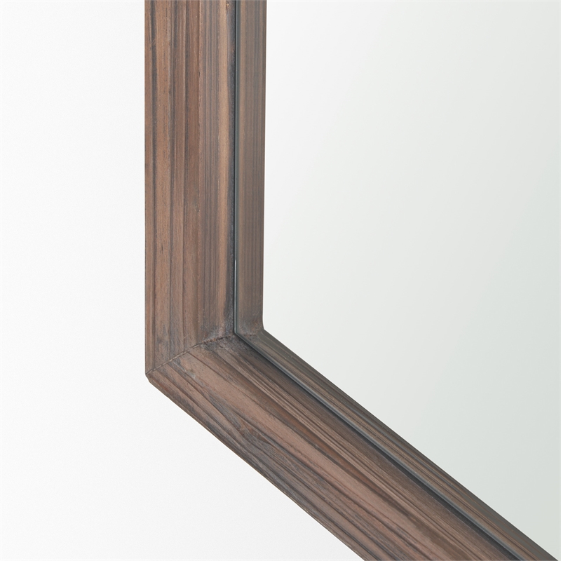 Mercana Chevren 26x22 Chevron Brown Wood Frame Mirror