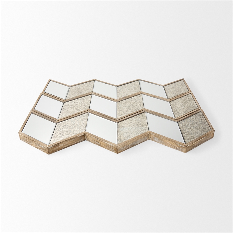 Mercana Cheveronna 36x12 Chevron Brown Wood Frame Mirror