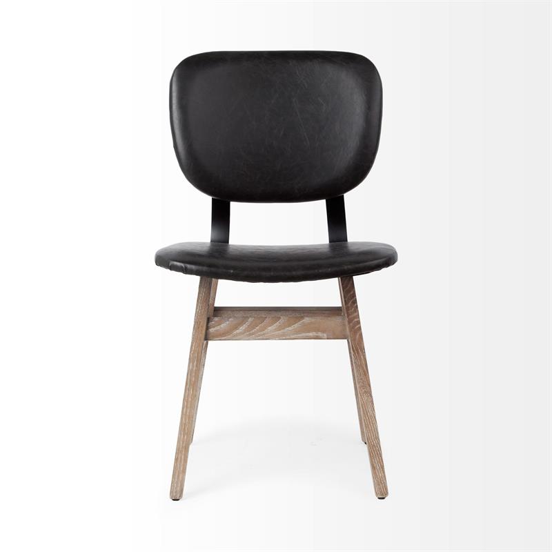 Mercana Haden I Black Faux-Leather Brown Wood Iron Dining Chair (Set of 2)