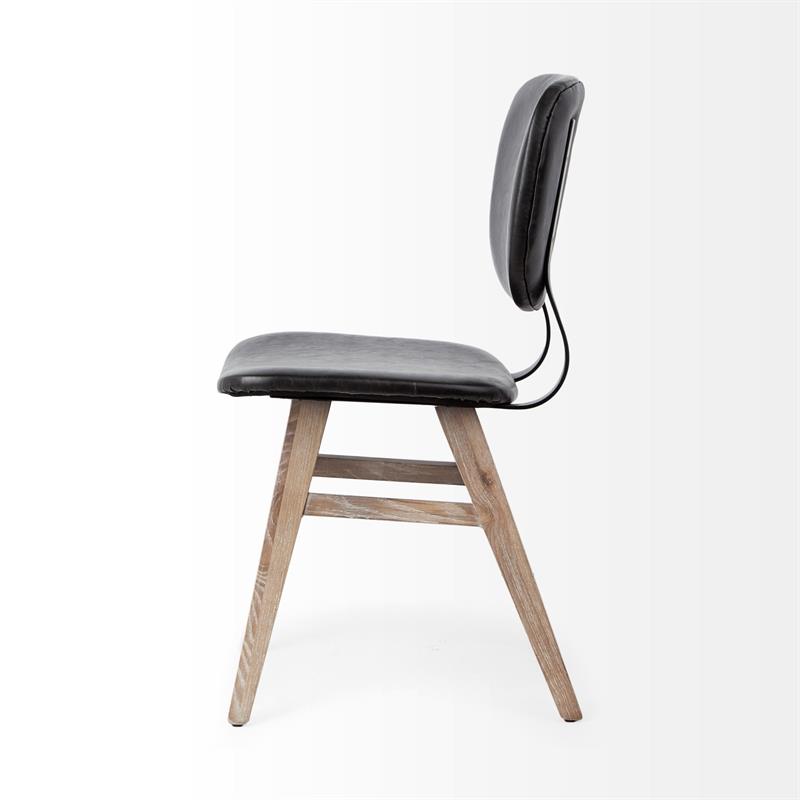 Mercana Haden I Black Faux-Leather Brown Wood Iron Dining Chair (Set of 2)
