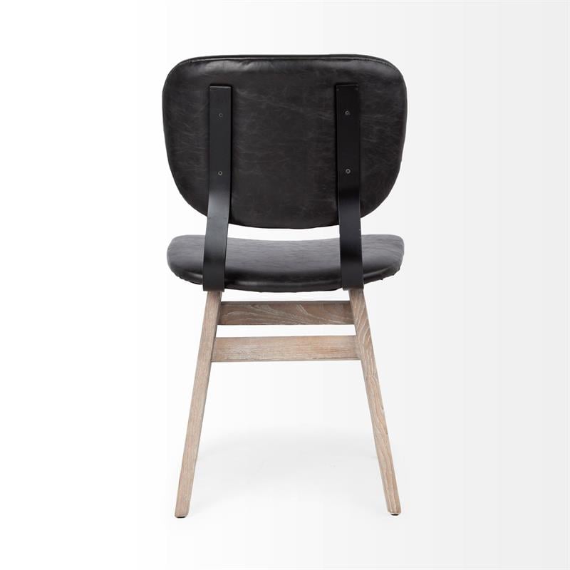 Mercana Haden I Black Faux-Leather Brown Wood Iron Dining Chair (Set of 2)