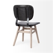 Mercana Haden I Black Faux-Leather Brown Wood Iron Dining Chair (Set of 2)