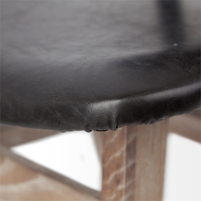 Mercana Haden I Black Faux-Leather Brown Wood Iron Dining Chair (Set of 2)