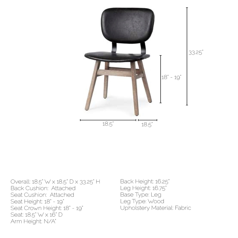Mercana Haden I Black Faux-Leather Brown Wood Iron Dining Chair (Set of 2)