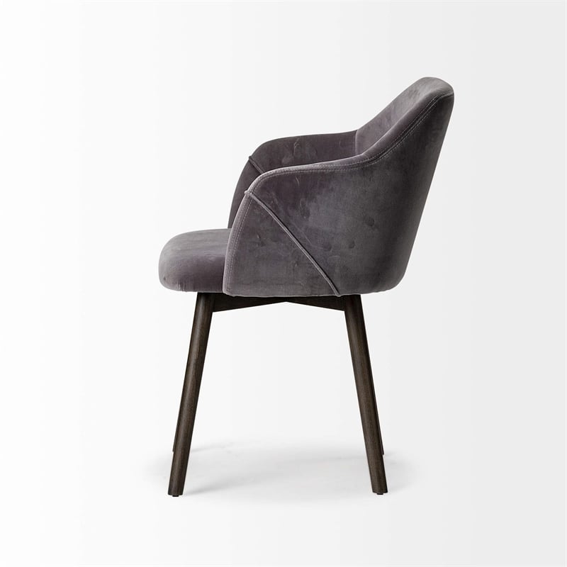 Mercana Furniture Ronald II Grey Velvet Wrap Black Wooden Base Dining Chair