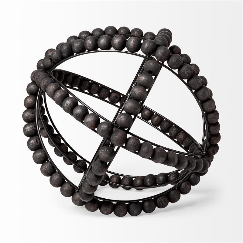Mercana Earnhardt II Decorative Metal and Wood Bead Decorative Orb