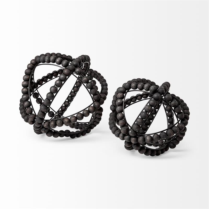 Mercana Earnhardt II Decorative Metal and Wood Bead Decorative Orb