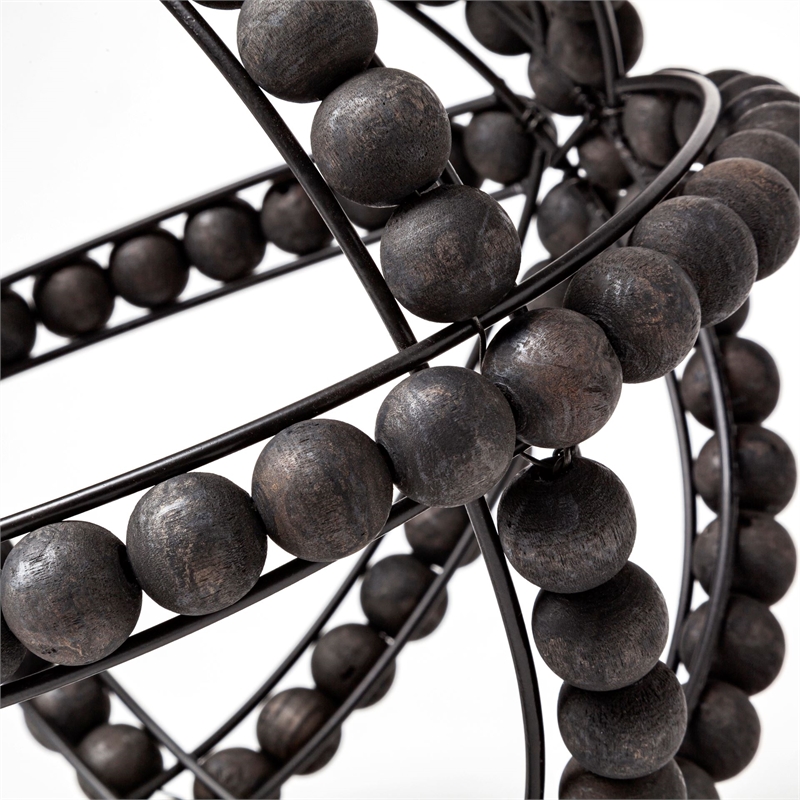 Mercana Earnhardt II Decorative Metal and Wood Bead Decorative Orb