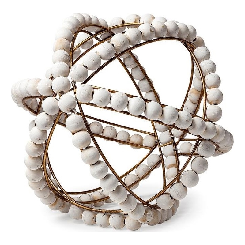 Mercana Espanlade II Decorative Metal Orb with White Wood Beads