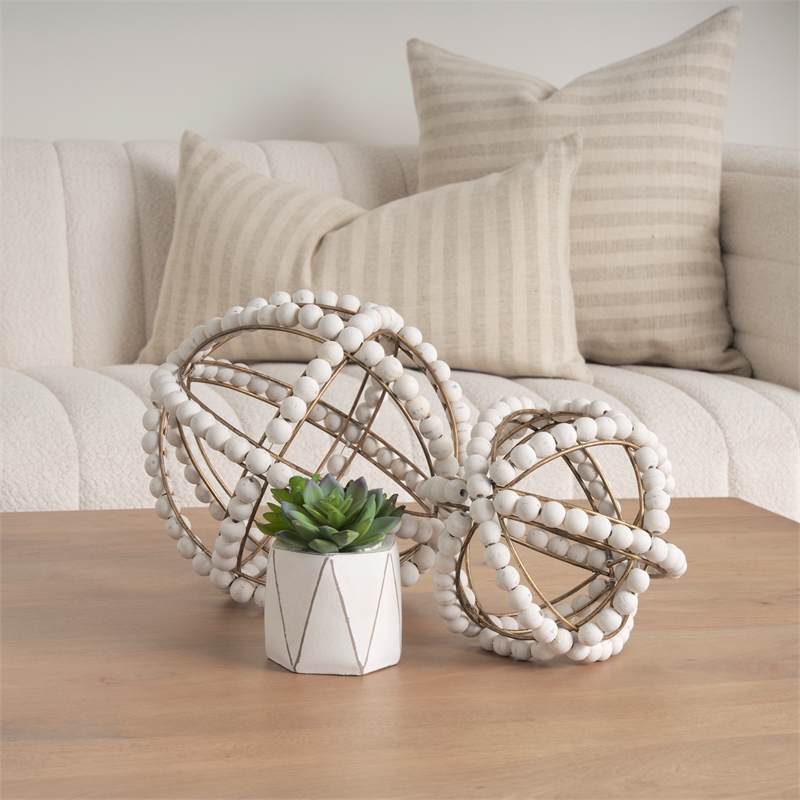Mercana Espanlade I Metal Orb with White Wood Beads