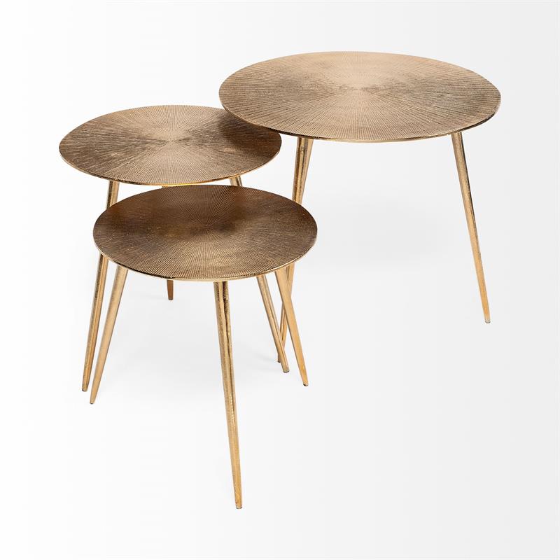Mercana Reva III 16.3 x 17 Round Top Gold-Toned Cast Metal Accent Table