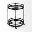 Merana Ada Round Shape Black Metal Frame Two-Tier w/Glass Shelf Bar Cart