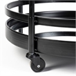 Merana Ada Round Shape Black Metal Frame Two-Tier w/Glass Shelf Bar Cart