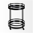 Merana Ada Round Shape Black Metal Frame Two-Tier w/Glass Shelf Bar Cart