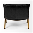 Mercana Flavelle II Black Leather Cushion Seat & Solid Iron Base Accent Chair