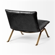 Mercana Flavelle II Black Leather Cushion Seat & Solid Iron Base Accent Chair