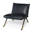 Mercana Flavelle II Black Leather Cushion Seat & Solid Iron Base Accent Chair