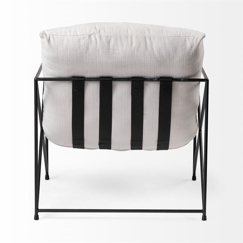 Leonidas Cream Fabric Padded Seat w/ Black Metal Frame Accent Chair