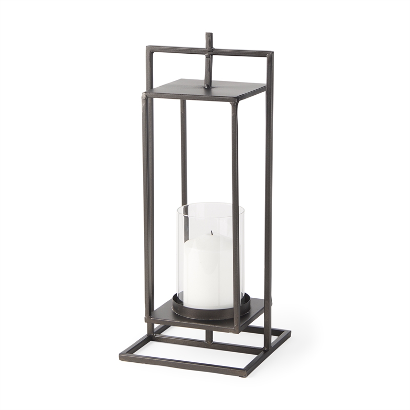 Mercana Albus II Small Black Metal Rectangular Table Candle Holder