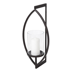 Mercana Drax 22&quotH Black Metal Decorative Wall Candle Holder